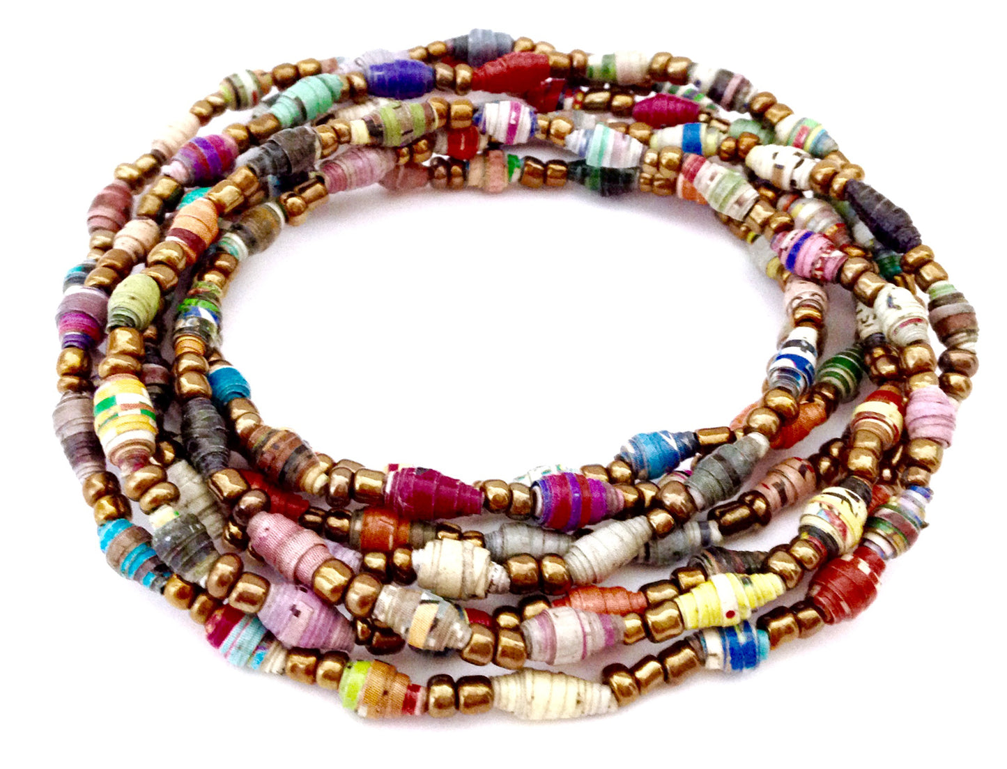 Beads for Joy Handcrafted Paper Bead Necklace & Wrap Bracelet