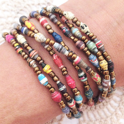 Beads for Joy Handcrafted Paper Bead Necklace & Wrap Bracelet