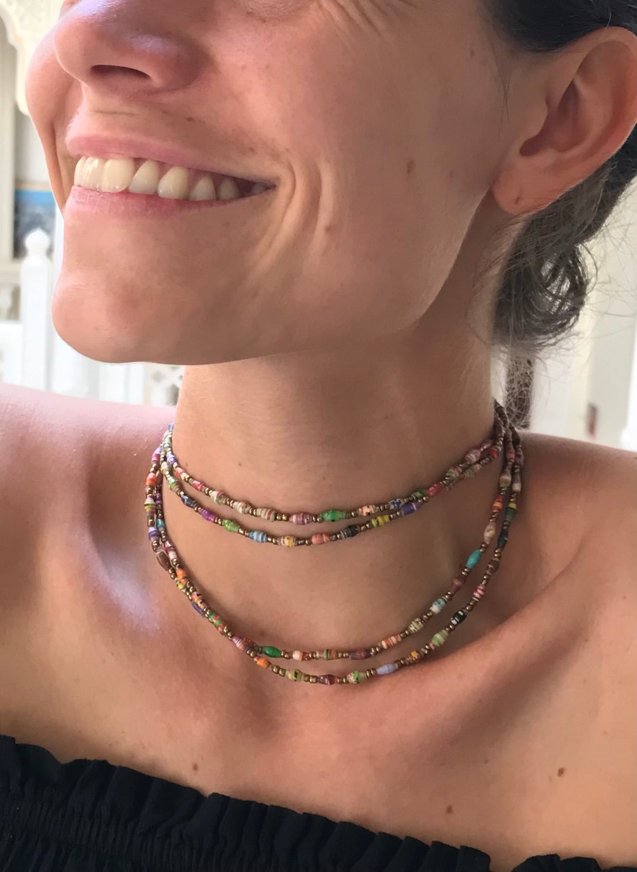 Beads for Joy Handcrafted Paper Bead Necklace & Wrap Bracelet