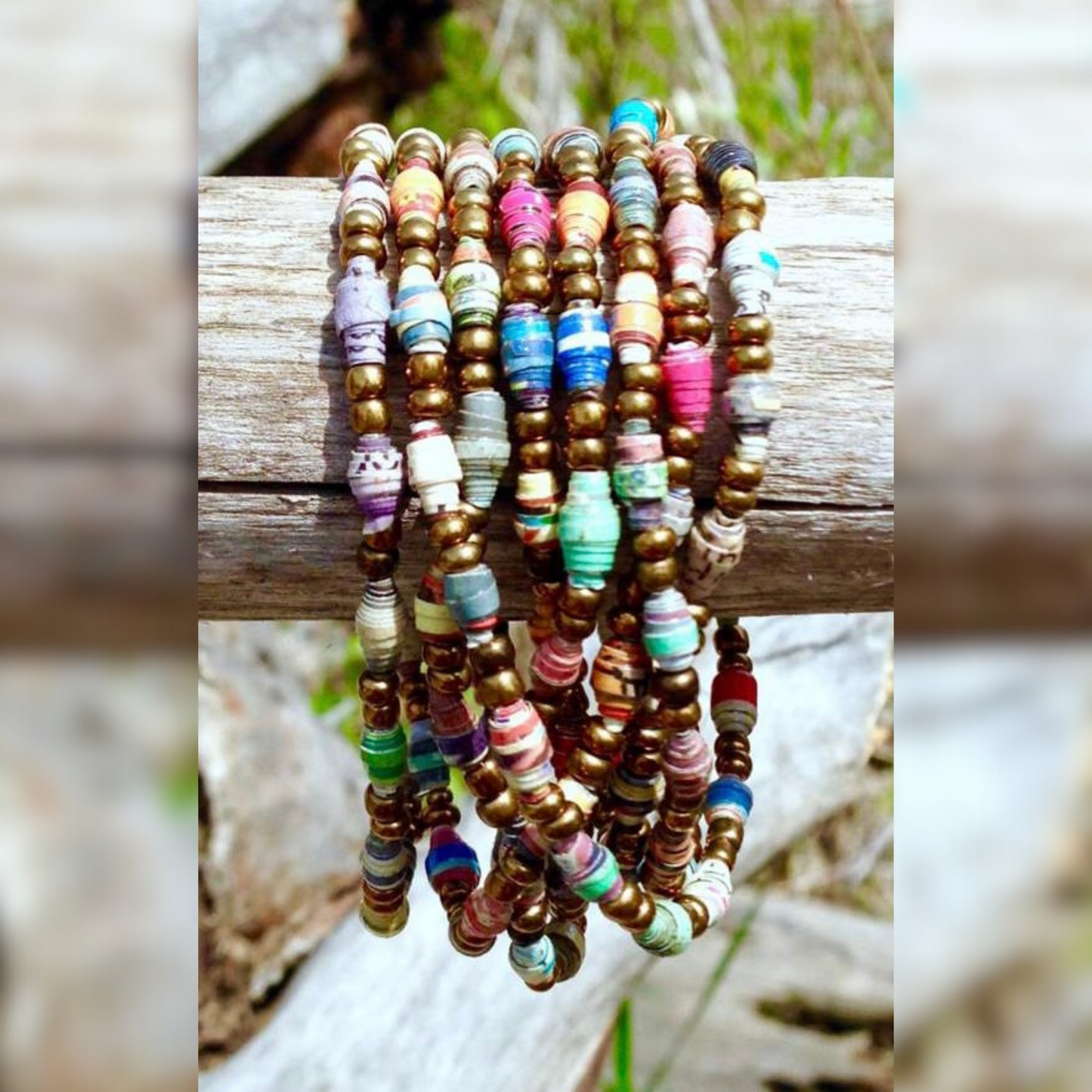 Beads for Joy Handcrafted Paper Bead Necklace & Wrap Bracelet